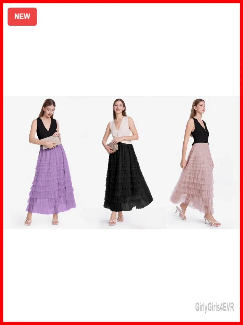 PEHMEA Womens Tulle Maxi Skirt High Waist Tiered A-Line Layered Fairy Skirt